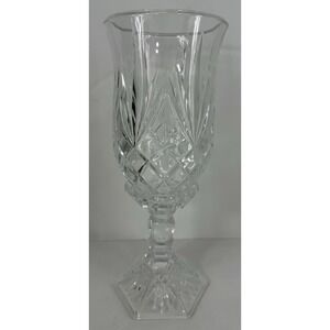 Vintage Heavy Pressed Glass Hurricane Candle Holder 2 Pc Starburst 11.5" EUC